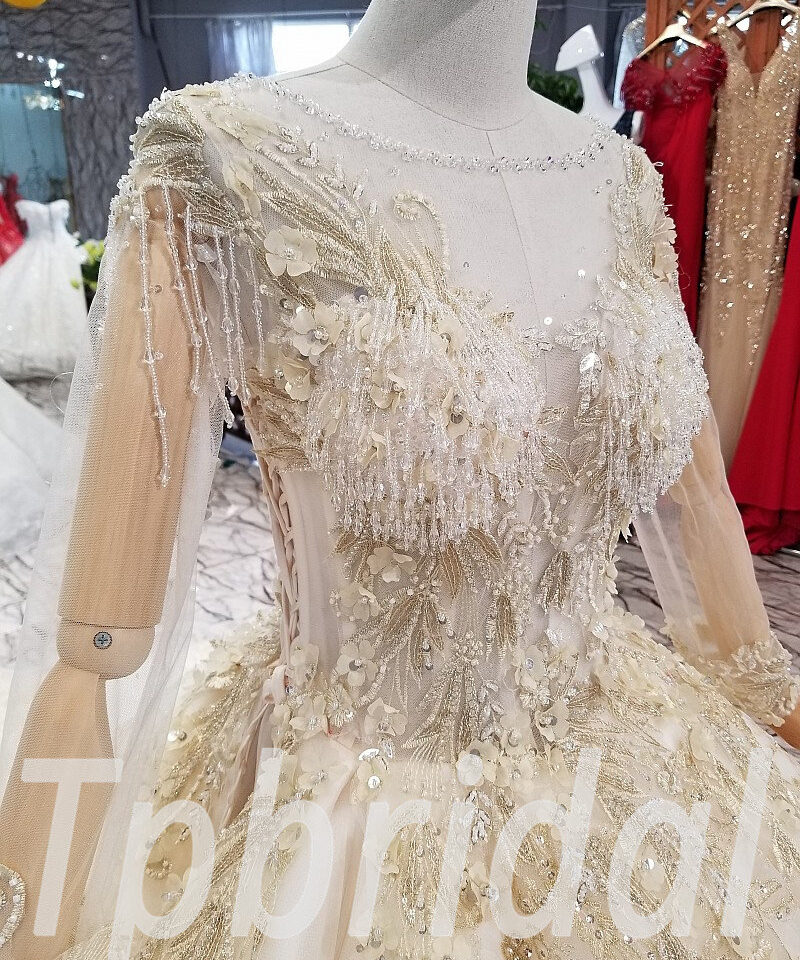 long sleeve ball gown wedding dress-0325-10