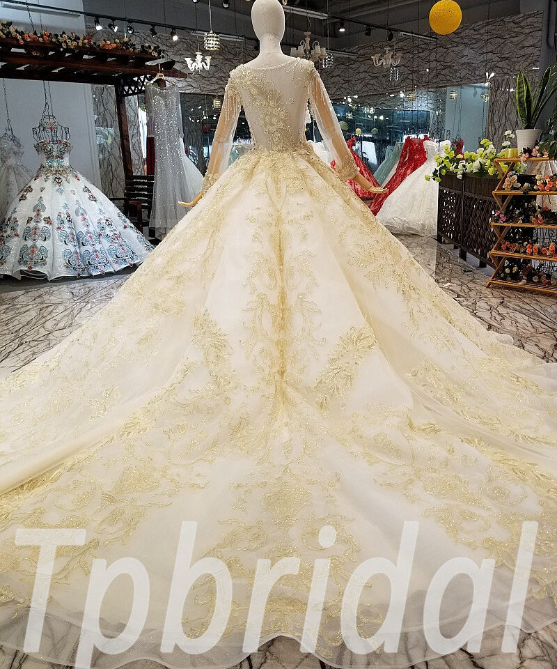 long sleeve ball gown wedding dress-0325-14