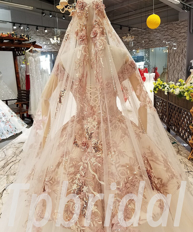 long train wedding dress 0324-11