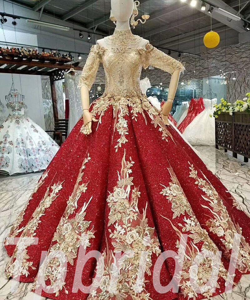 red and gold prom dress-0329-06