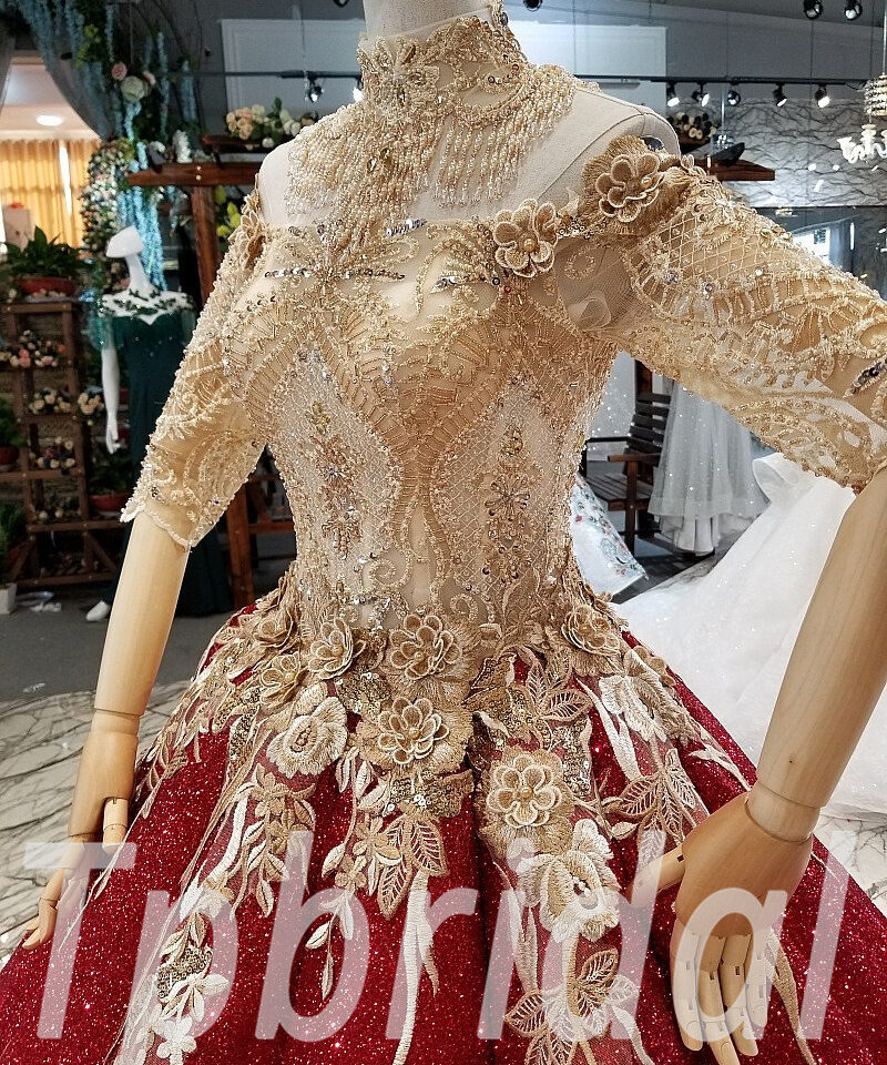 red and gold prom dress-0329-09