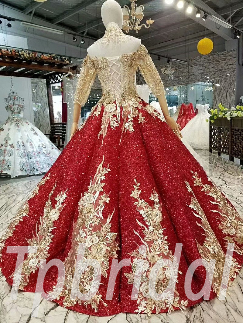 DommyDesign Gold Embroideried Prom Dress Ball Gown India | Ubuy
