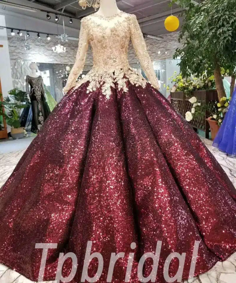 burgundy wedding dress-20332-01