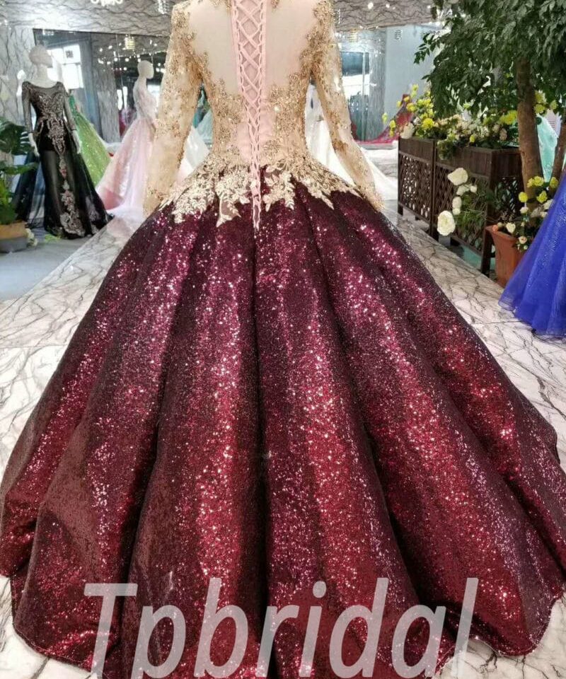 burgundy wedding dress-20332-04
