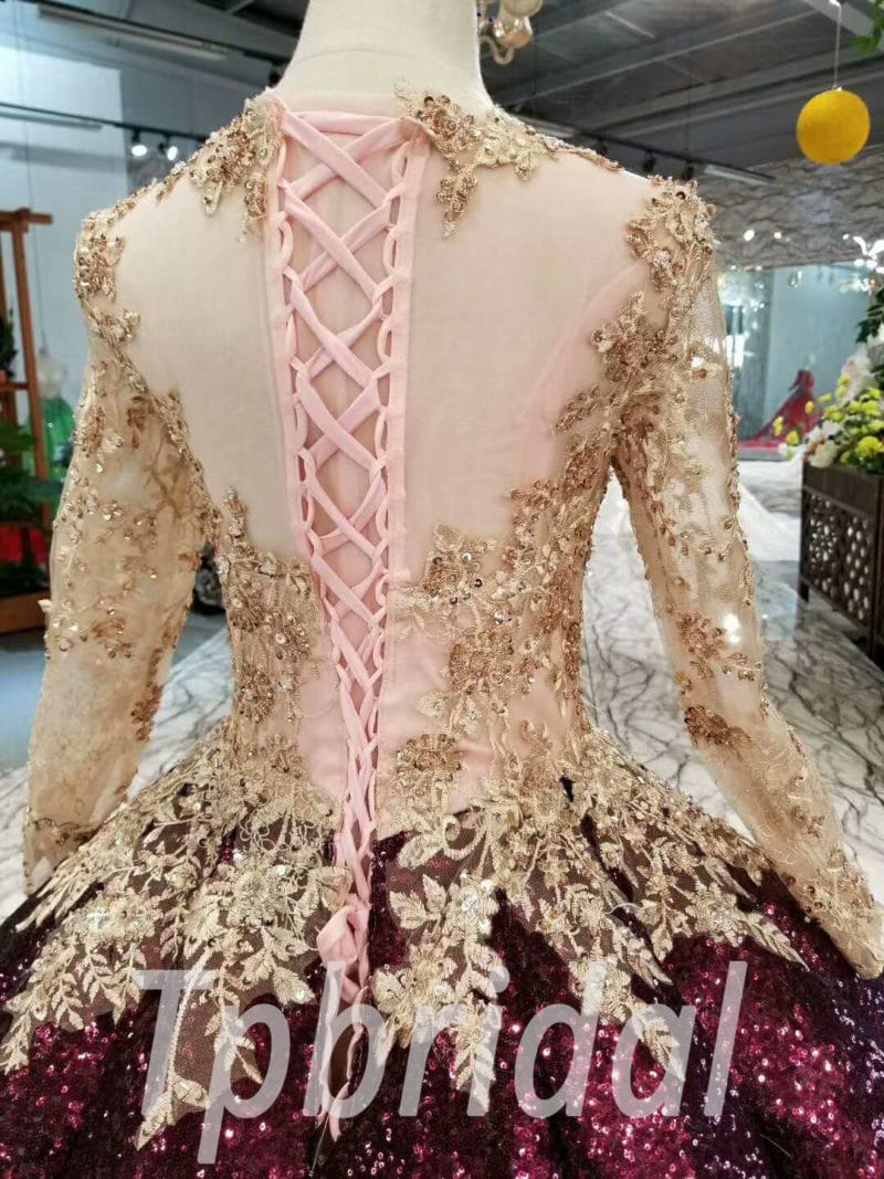 burgundy wedding dress