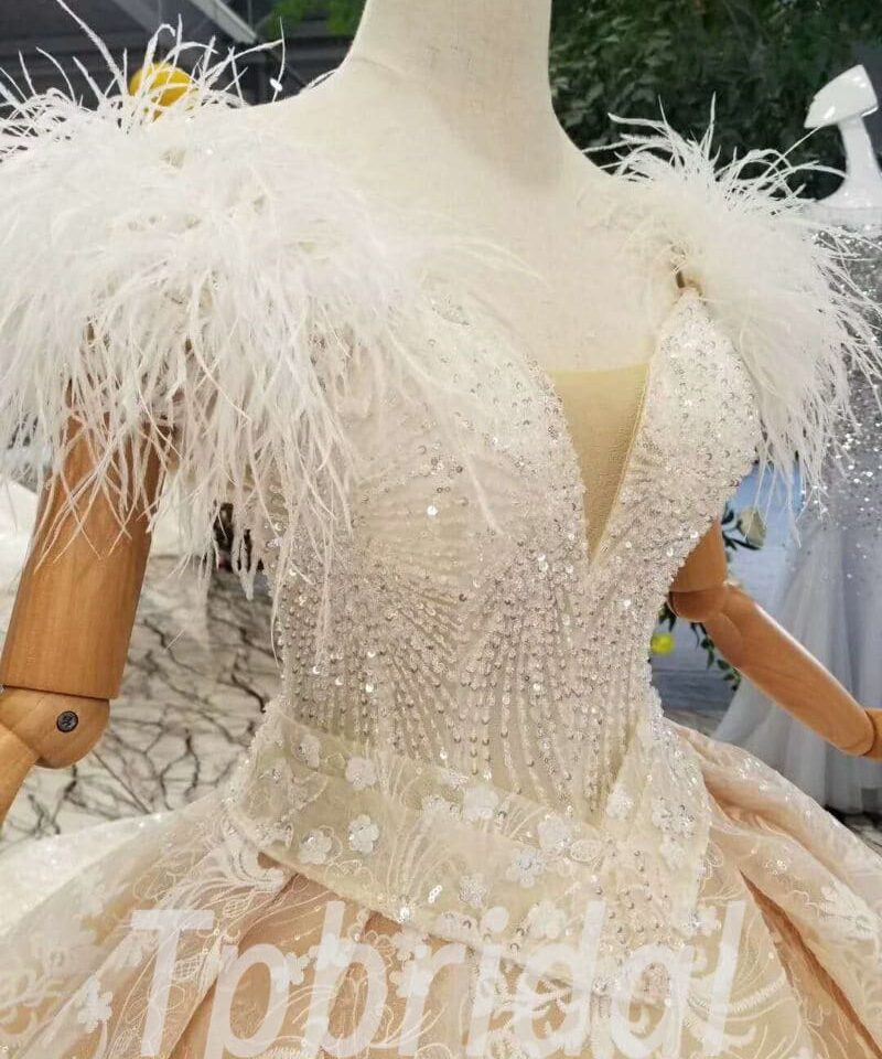 feather wedding dress-20355-06