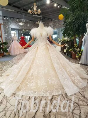 feather wedding dress-20355-06