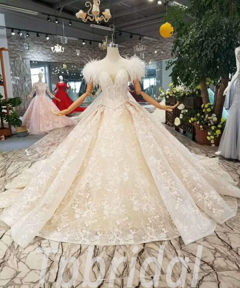 feather wedding dress-20355-06