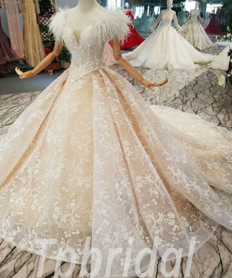 feather wedding dress-20355-10