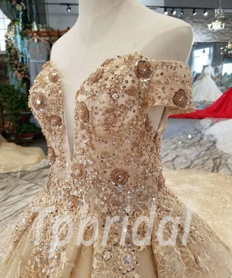 gold lace prom dress-20349-05