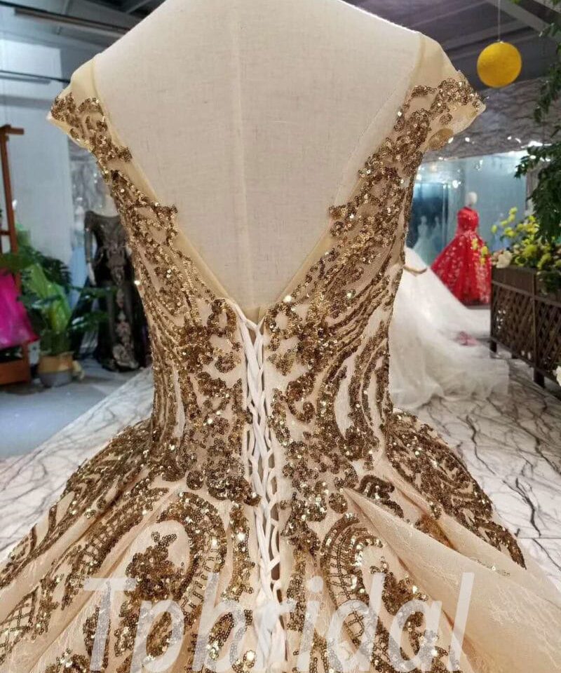 gold wedding dress long train-20340-05