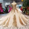 gold wedding dress long train-20340-06