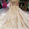 gold wedding dress with sleeve-20339-03