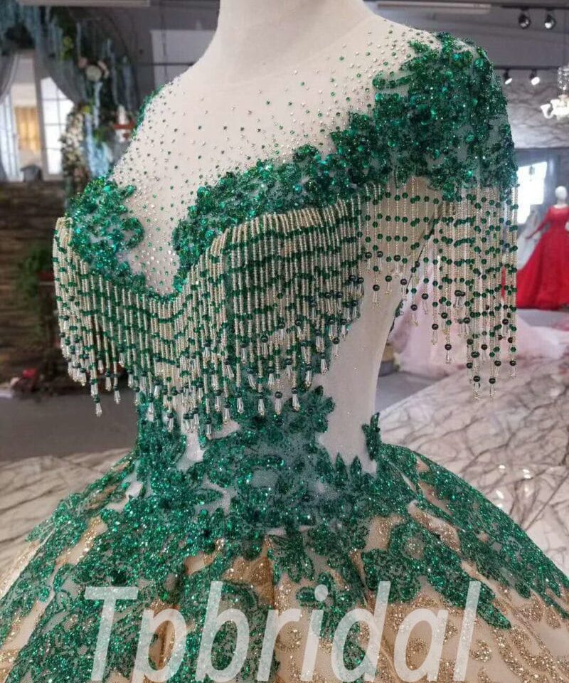 haute couture green prom dress-20354-11