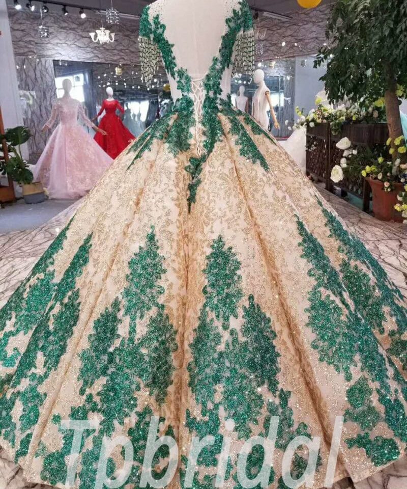 haute couture green prom dress-20354-11