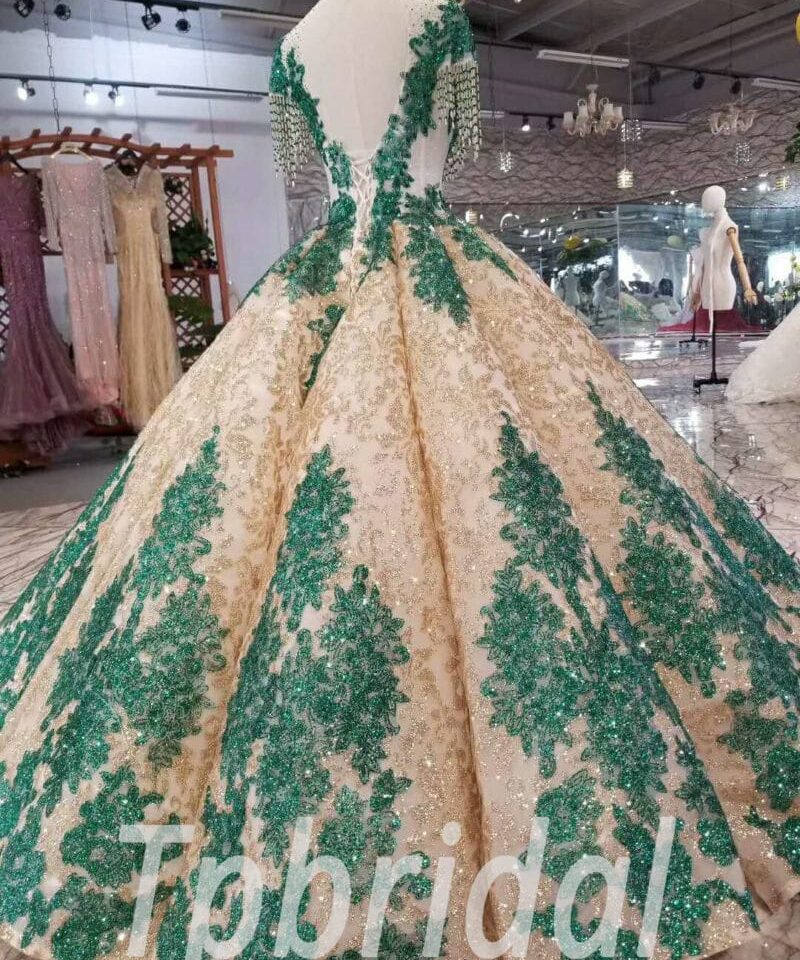 haute couture green prom dress-20354-11