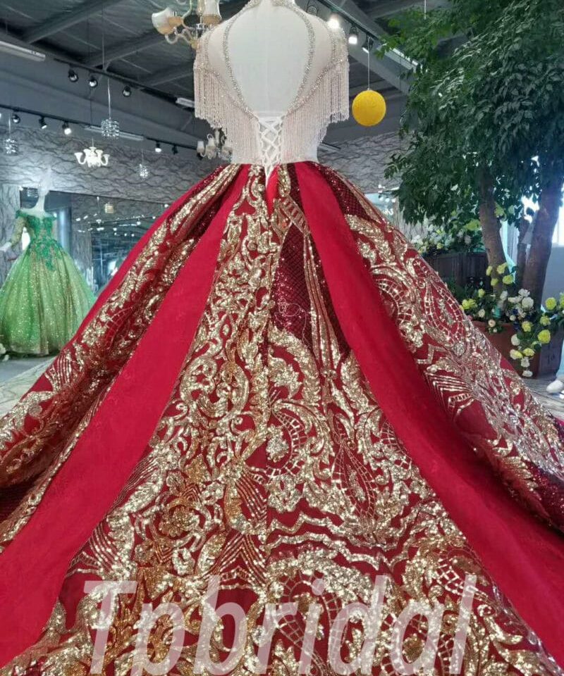 red and gold wedding dress-20342-01
