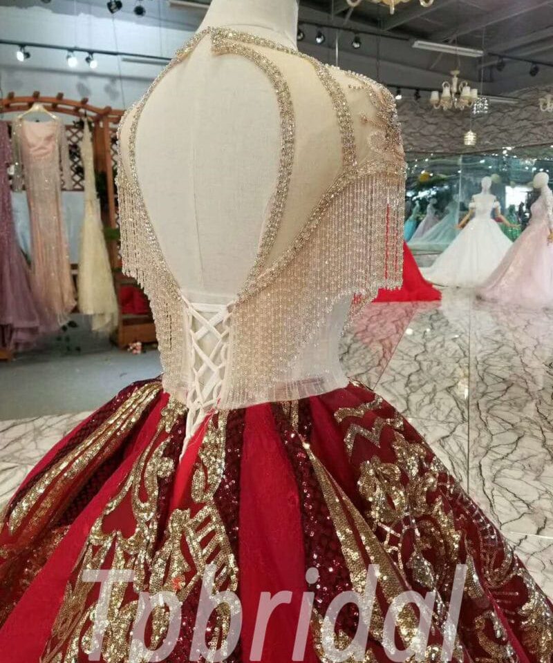 red and gold wedding dress-20342-02