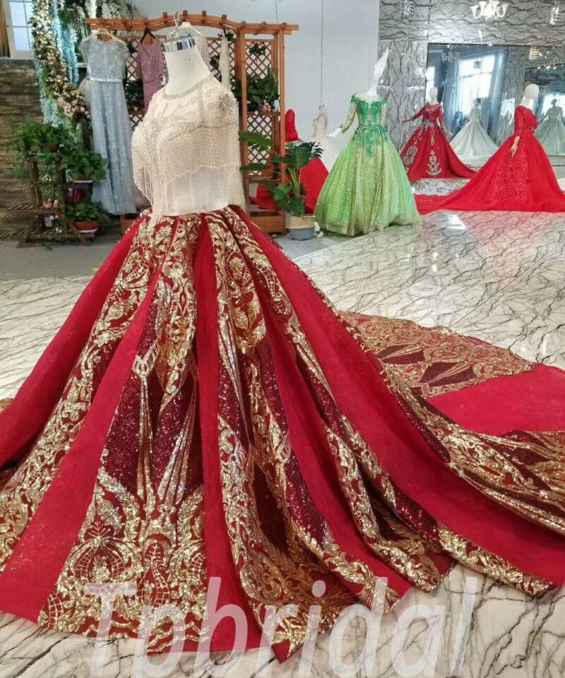 red and gold wedding dress-20342-05