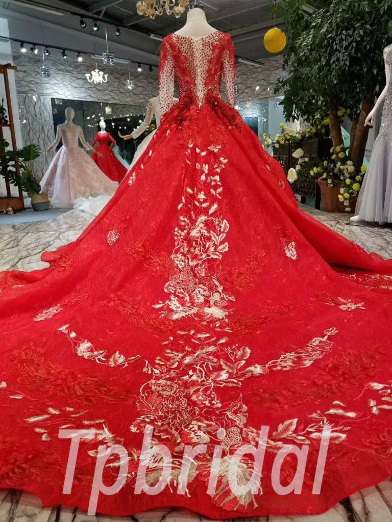 Red Wedding Dress For Sale Haute Couture Long Sleeve Prom