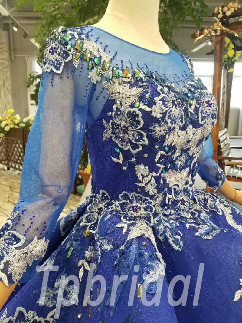 BEAUNIQUE Velvet Royal Blue Shinny Simple Plain 3/4 Sleeve Party Dress Prom  | Shopee Malaysia