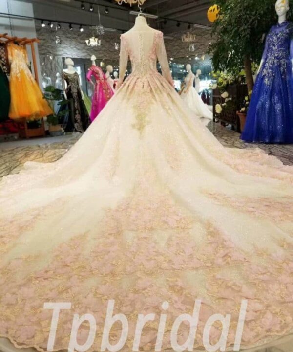 cathedral train wedding dress-20383-04