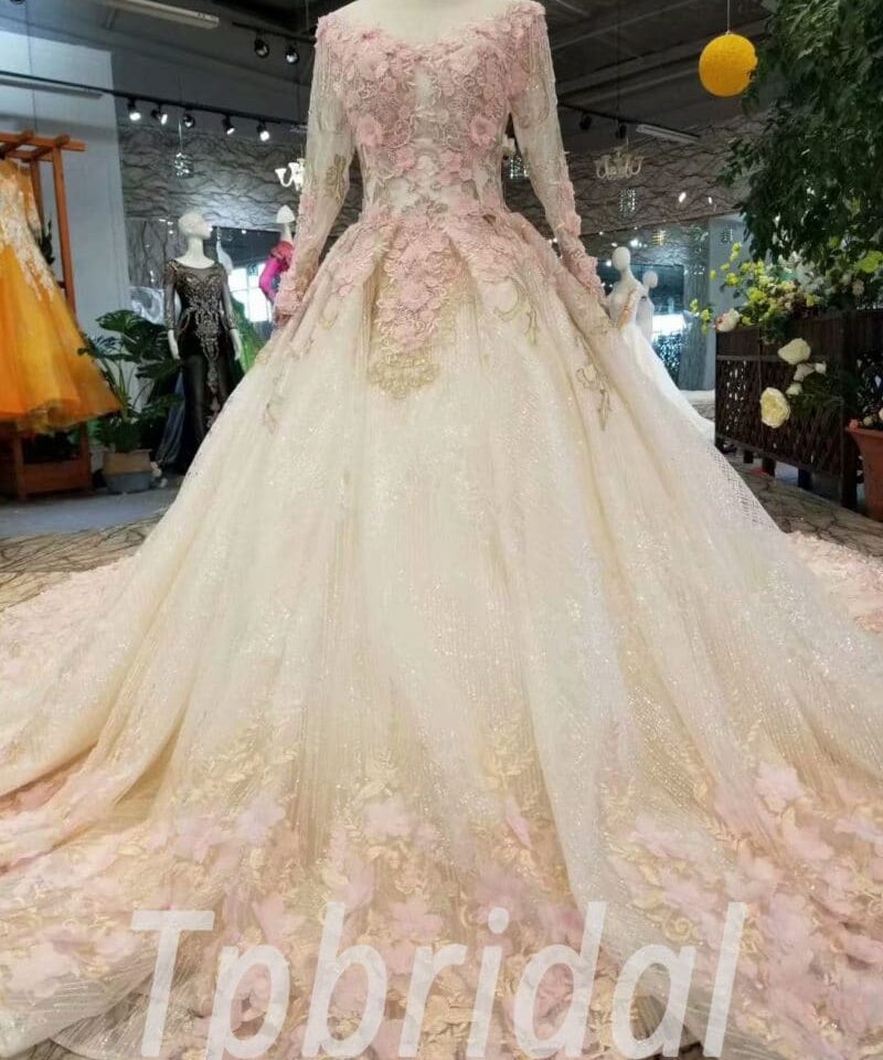 cathedral train wedding dress-20383-10