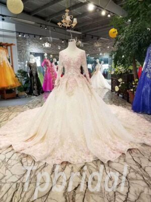 cathedral train wedding dress-20383-11