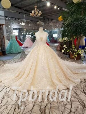 champagne wedding dress with bling-20373-01