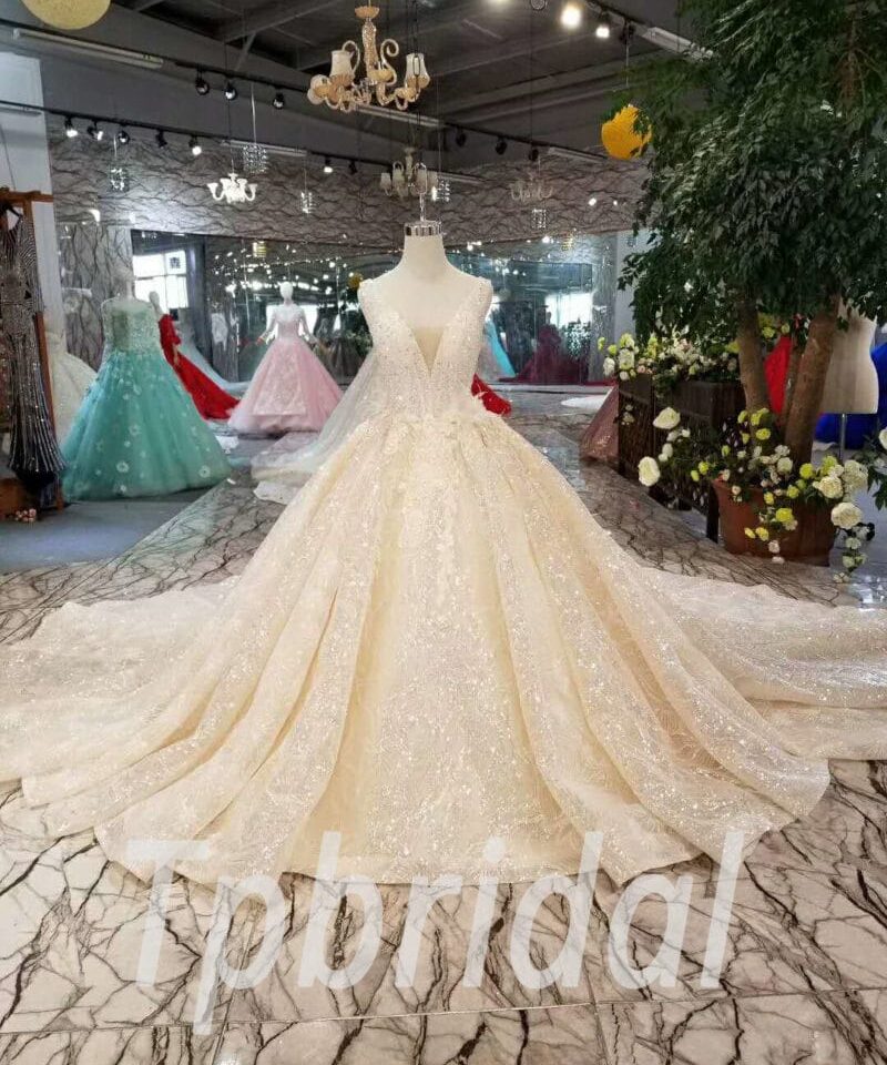 champagne wedding dress with bling-20373-01