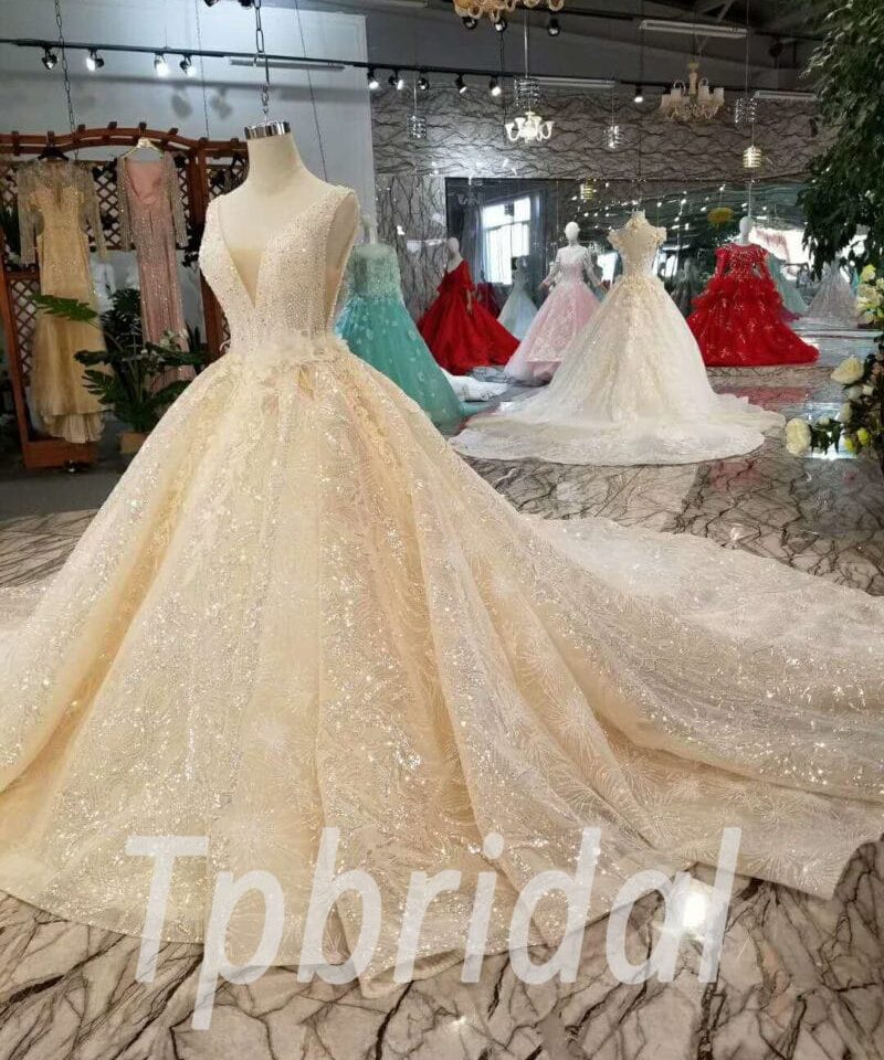 champagne wedding dress with bling-20373-03