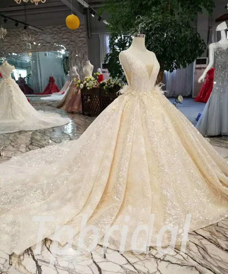 champagne wedding dress with bling-20373-04