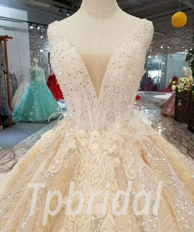 champagne wedding dress with bling-20373-05