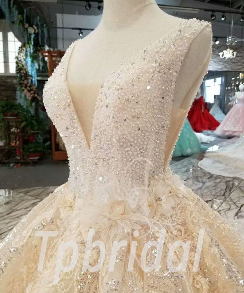 champagne wedding dress with bling-20373-06