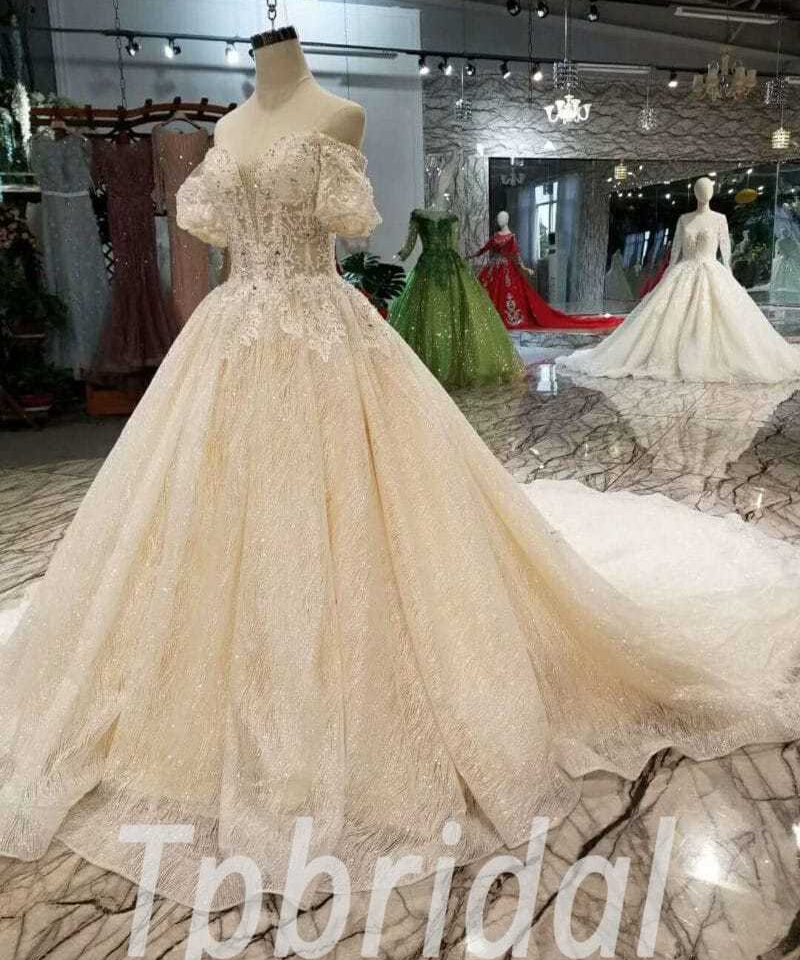 champange wedding dress plus size-20381-02