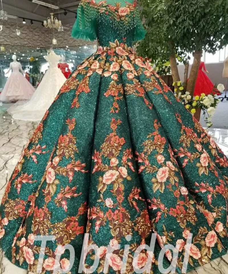 green quinceanera dress-2036