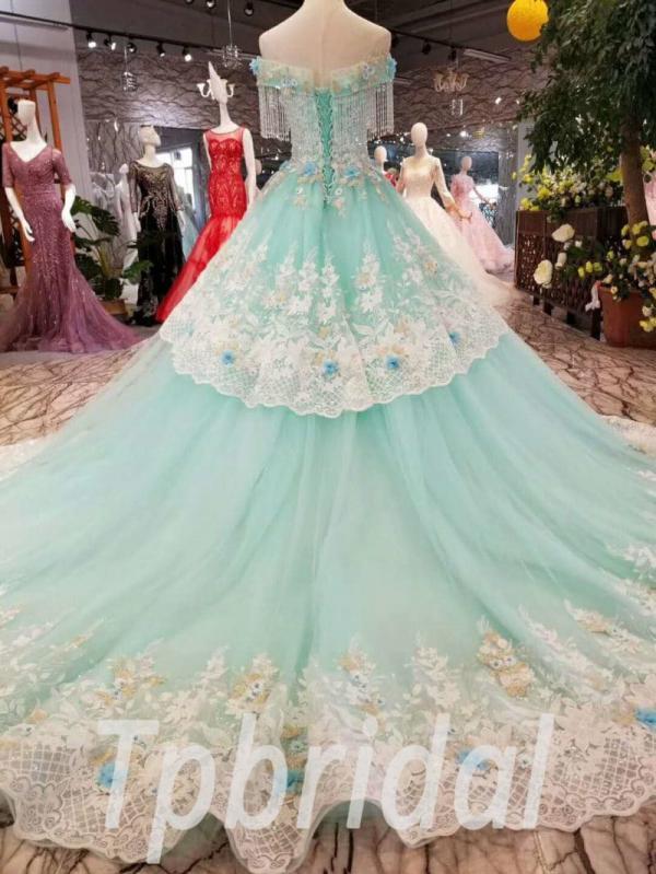 Mint Green Quinceanera Dress Off The Shoulder Prom Dress