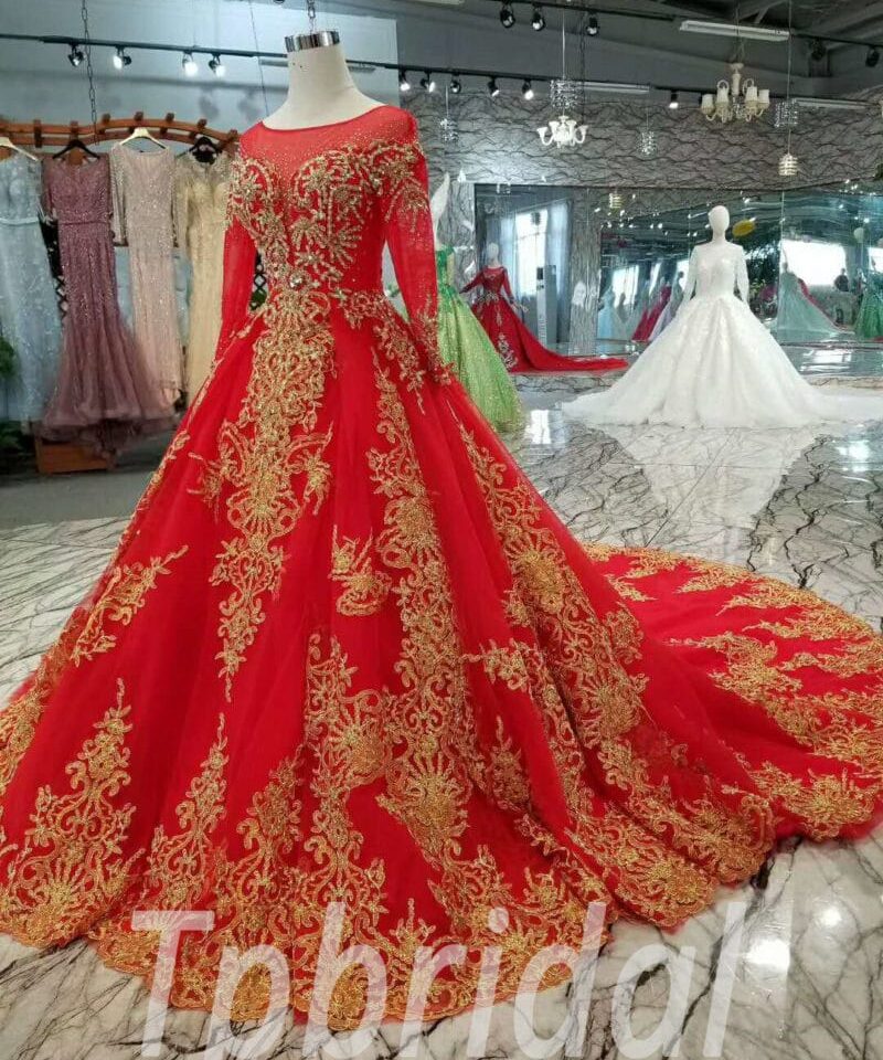 red and gold wedding dress-20376-02