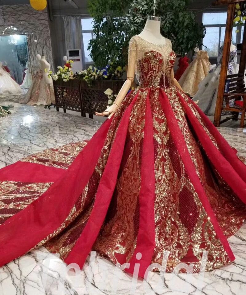 red and gold wedding dress-20391-02