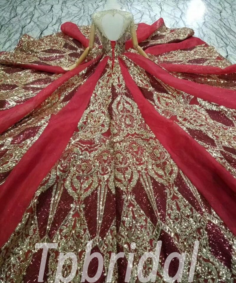 red and gold wedding dress-20391-09