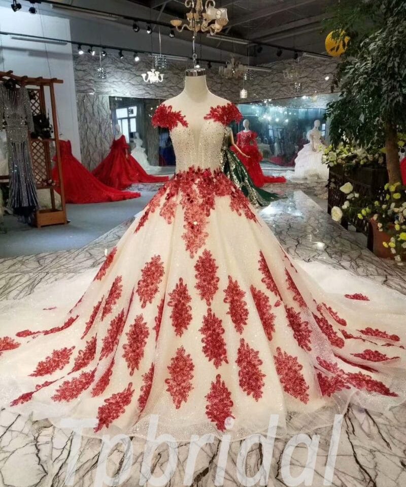 red and white prom dress-20389-08