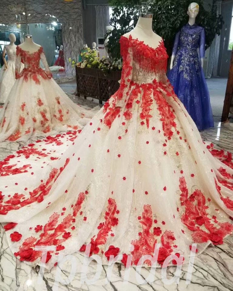 red and white quinceanera dress-20402-03