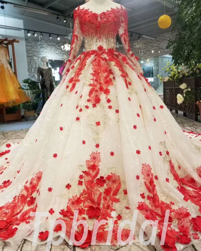 red and white quinceanera dress-20402-03