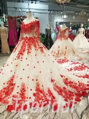red and white quinceanera dress-20402-03