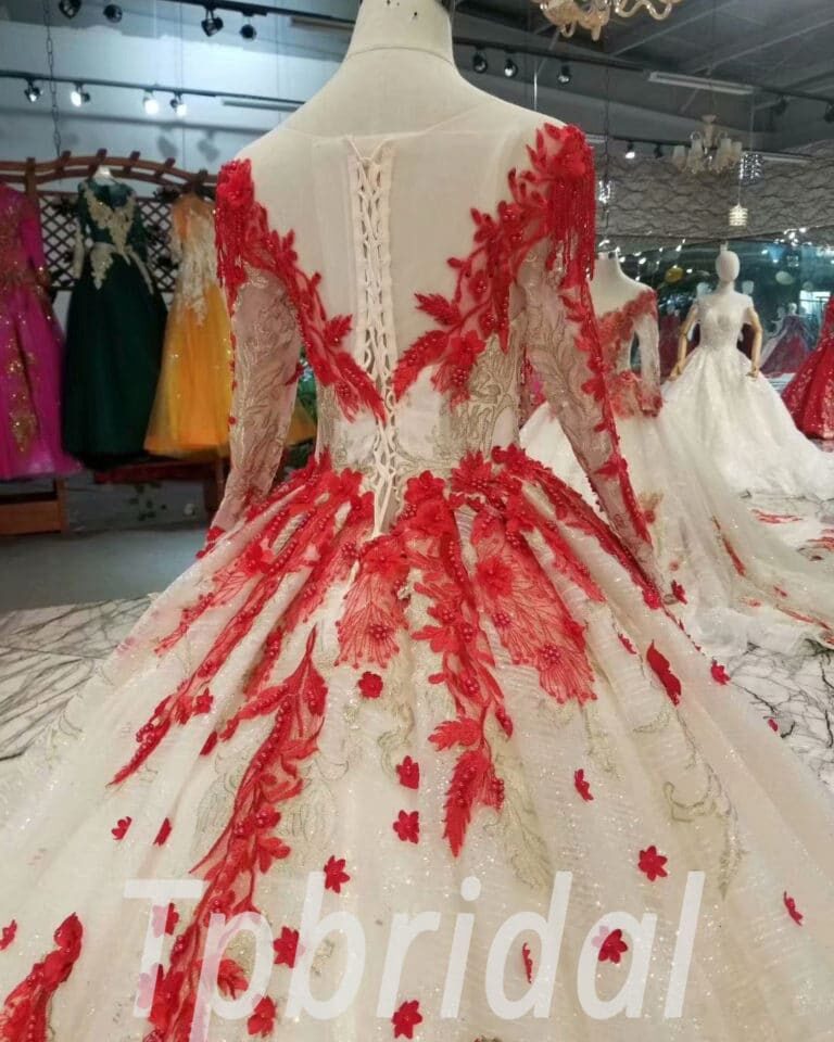 red and white quinceanera dress-20402-08