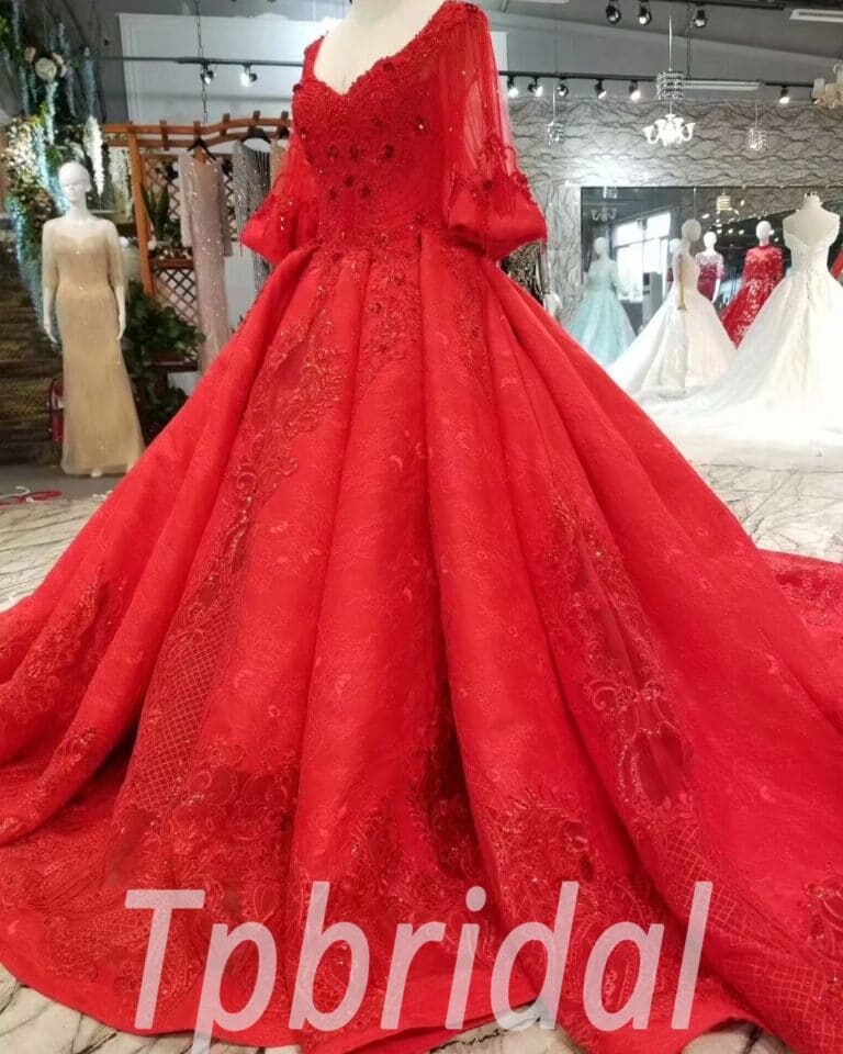 red ball gown prom dress-20403-05