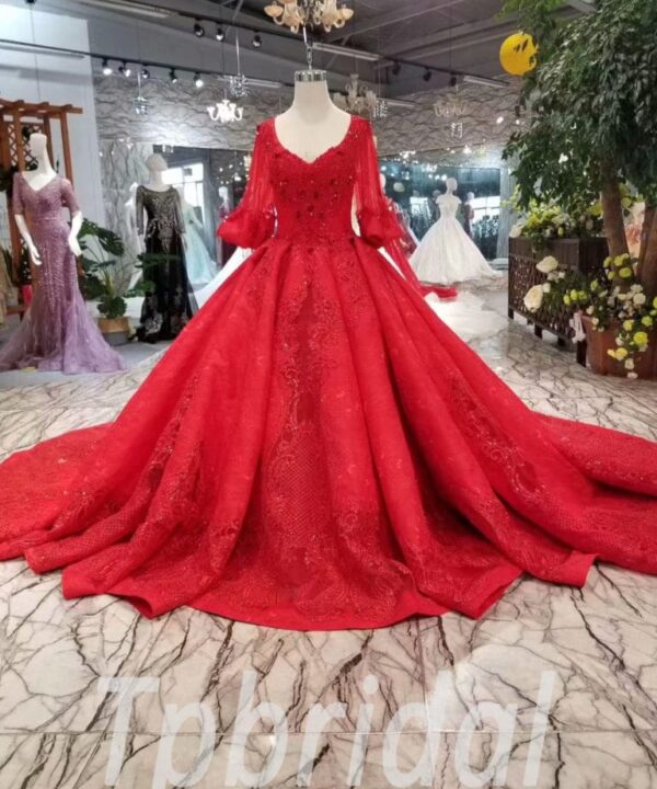 red ball gown prom dress-20403-07
