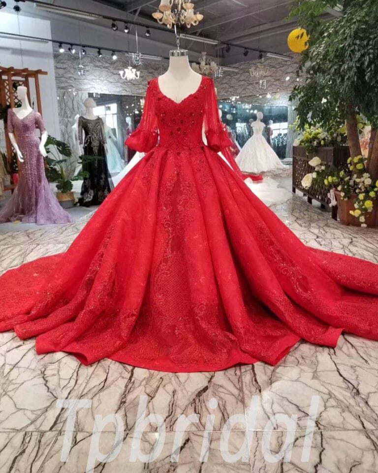 red ball gown prom dress-20403-07
