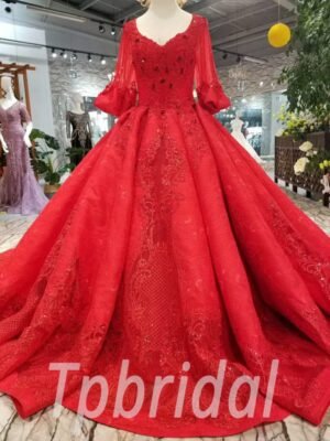 red wedding dress plus size-20374-01