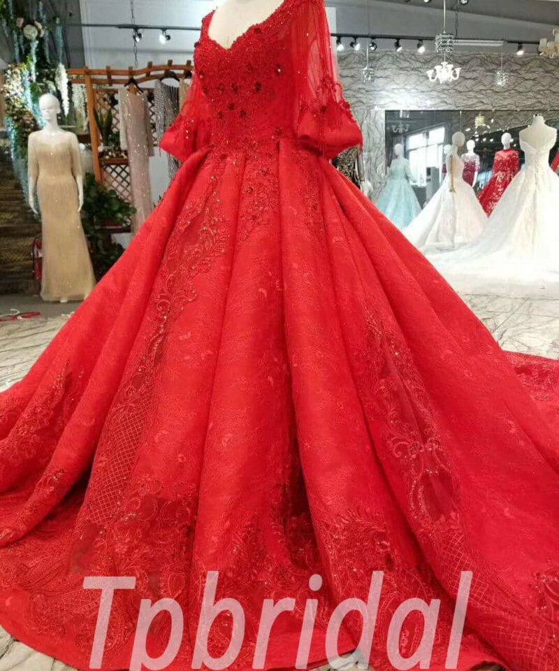 red wedding dress plus size-20374-05